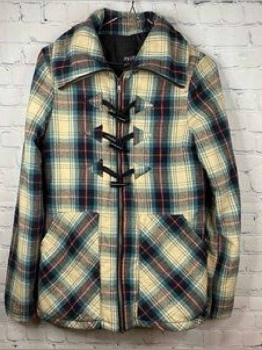 Volcom Plaid Peacoat in Black, Blue, Pink & Cream - M